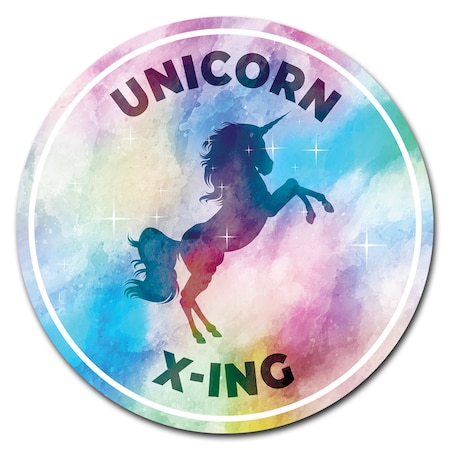 Unicorn Xing Circle Vinyl Laminated Decal